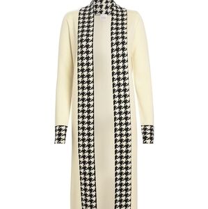 MADELEINE THOMPSON HOUNDSTOOTH CASHMERE BLEND ANITA DUSTER SZ M